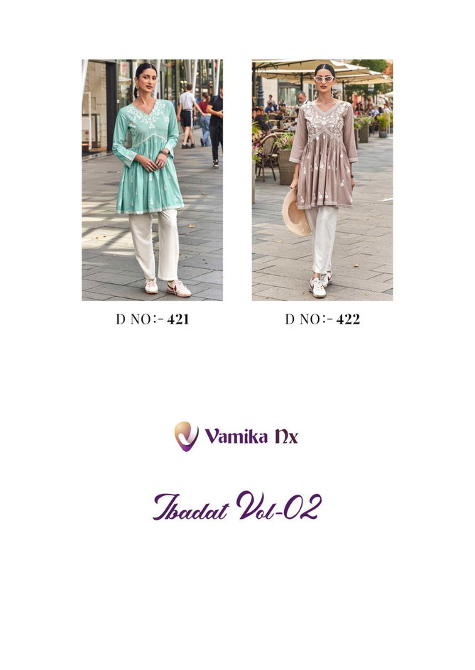 Ibadat Vol 2 By Vamika Tunic Style Rayon Designer Kurtis Wholesale Price In Surat